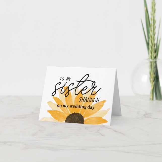 Benutzerdefinierte Sonnenblume auf meine Schwester Dankeskarte (Vorderseite)