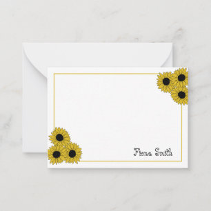 Benutzerdefinierte Sonnenblumenhandkarte mit flach Mitteilungskarte