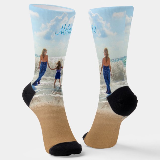 Benutzerdefinierte Sounds für Ihr Foto mit Namenst Socken (Gewinkelt)