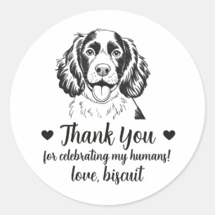 Benutzerdefinierte Spaniel-Hund-Hochzeitsgeschenk- Runder Aufkleber