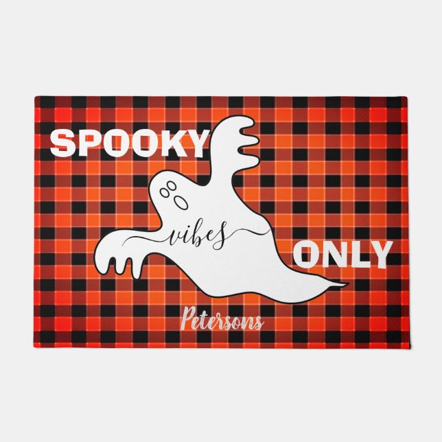 Benutzerdefinierte SPOOKVIBES NUR Fall Checked Wel Fußmatte (Vorderseite)
