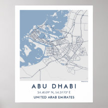 Benutzerdefinierte Stadtkarte Abu Dhabi UAE Wandku