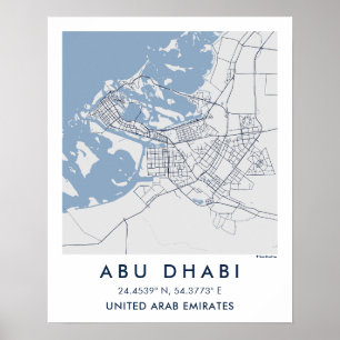 Benutzerdefinierte Stadtkarte Abu Dhabi UAE Wandku Poster