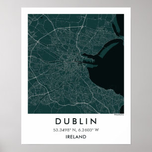 Benutzerdefinierte Stadtkarte Dublin Irland Wandku Poster