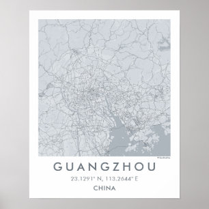 Benutzerdefinierte Stadtkarte Guangzhou China Wand Poster