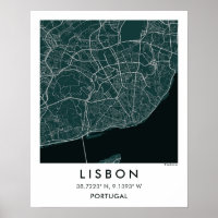 Benutzerdefinierte Stadtkarte Lissabon Portugal Wa