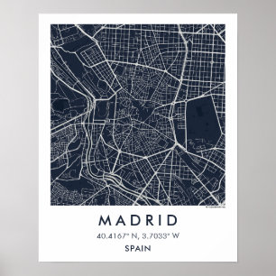 Benutzerdefinierte Stadtkarte Madrid Spanien Wandk Poster