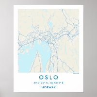 Benutzerdefinierte Stadtkarte Oslo Norwegen Wandku