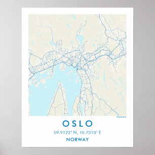 Benutzerdefinierte Stadtkarte Oslo Norwegen Wandku Poster