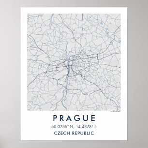 Benutzerdefinierte Stadtkarte Prag Wandkunst Poste Poster