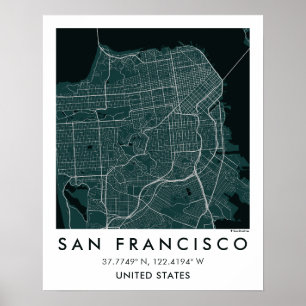 Benutzerdefinierte Stadtkarte San Francisco Wandku Poster
