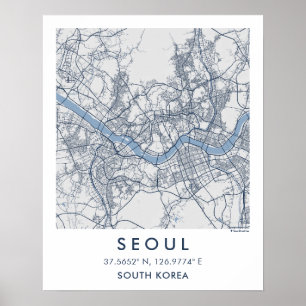 Benutzerdefinierte Stadtkarte Seoul Südkorea Wandk Poster