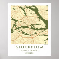 Benutzerdefinierte Stadtkarte Stockholm Schweden W
