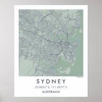 Benutzerdefinierte Stadtkarte Sydney Australien Po