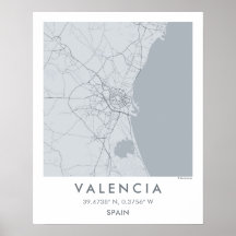 Benutzerdefinierte Stadtkarte Valencia Spanien Wan