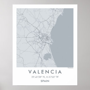 Benutzerdefinierte Stadtkarte Valencia Spanien Wan Poster
