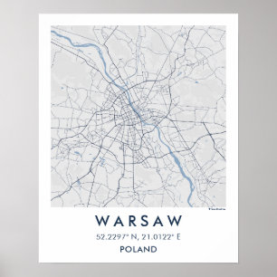 Benutzerdefinierte Stadtkarte Warschau Polen Wandk Poster