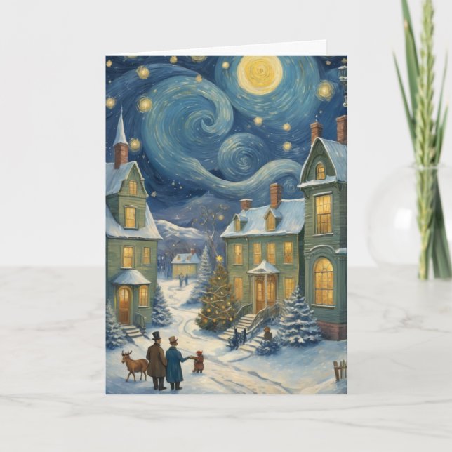 Benutzerdefinierte Starry Night Weihnachtskarte -  Karte (Vorderseite)