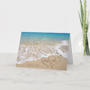 Benutzerdefinierte Strandhochzeit Herzen Ozean süß Karte