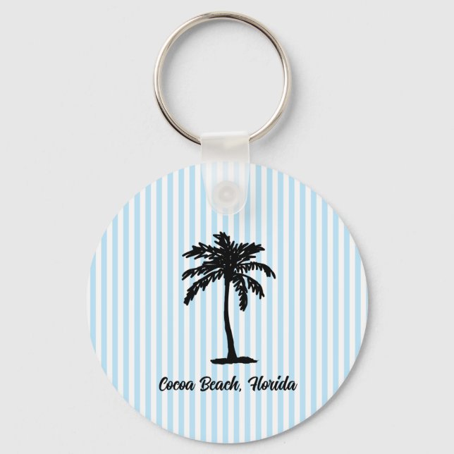 Benutzerdefinierte Strandpalme Baum Marine Blaustr Schlüsselanhänger (Vorderseite)