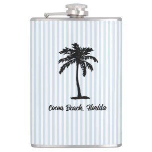 Benutzerdefinierte Strandpalme Nautisch Blau Strei Flachmann