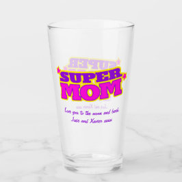 benutzerdefinierte Super-Mama-Nachricht rosa lila Glas