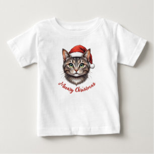 Benutzerdefinierte süße festliche Weihnachtskatze Baby T-shirt