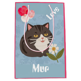 Benutzerdefinierte süße graue Katze mit Mur und Li Mittlere Geschenktüte