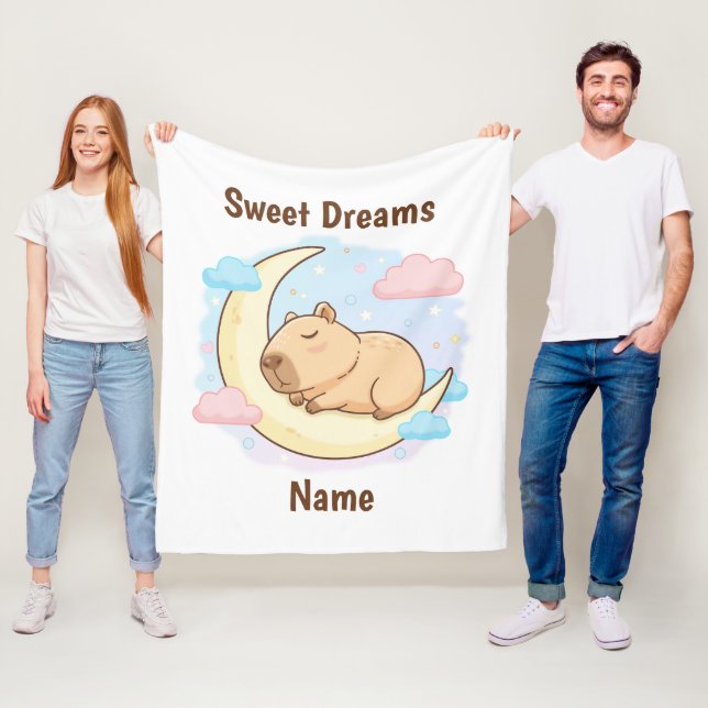Benutzerdefinierte Süße Träume Capybara Fleece-Dec Fleecedecke (Beispiel)
