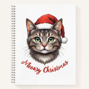 Benutzerdefinierte süße Weihnachtskatze mit Santa- Notizbuch