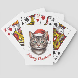 Benutzerdefinierte süße Weihnachtskatze mit Santa- Spielkarten