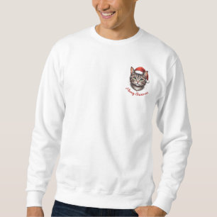 Benutzerdefinierte süße Weihnachtskatze mit Santa- Sweatshirt