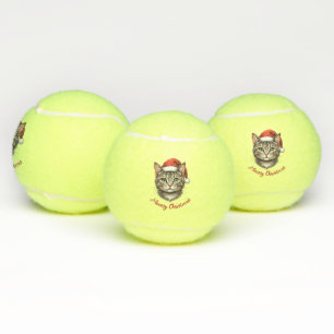 Benutzerdefinierte süße Weihnachtskatze mit Santa- Tennisbälle