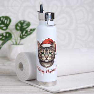 Benutzerdefinierte süße Weihnachtskatze mit Santa- Trinkflasche