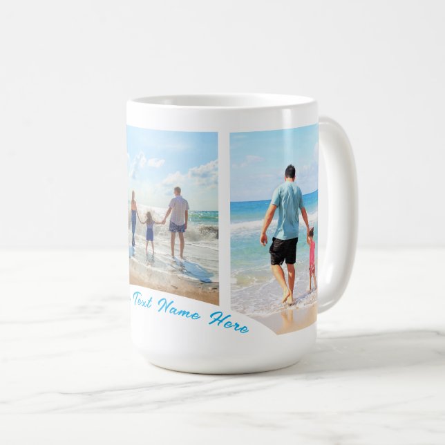 Benutzerdefinierte Tasse der FotoCollage mit Textn (VorderseiteRechts)