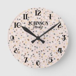 Benutzerdefinierte Terrazzo Muster weiche neutrale Runde Wanduhr