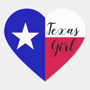 Benutzerdefinierte Texas Girl Red White & Blue Fla Herz-Aufkleber