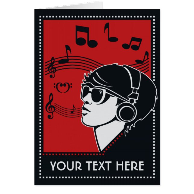 Benutzerdefinierte Text Art Deco Musikkarten (Vorne)