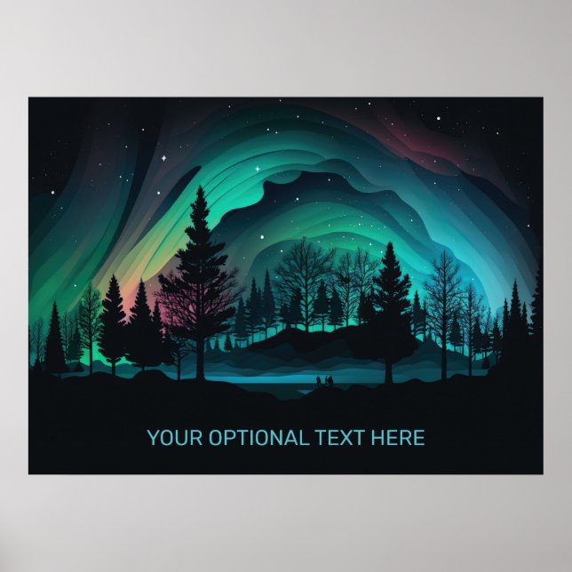 Benutzerdefinierte Text Aurora Borealis Illustrati Poster (Vorne)