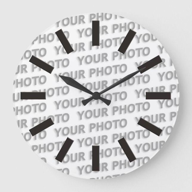 Benutzerdefinierte Text-, Bild- und Hintergrundfar Große Wanduhr (Vorderseite)