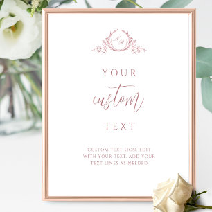 Benutzerdefinierte Text-Dusty-Rose mit Monogram-Ho Poster
