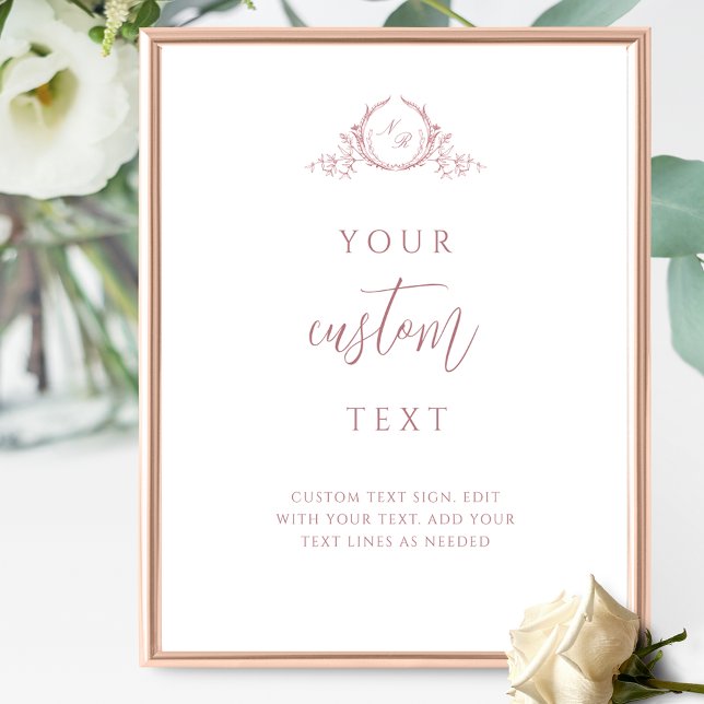 Benutzerdefinierte Text-Dusty-Rose mit Monogram-Ho Poster (Von Creator hochgeladen)