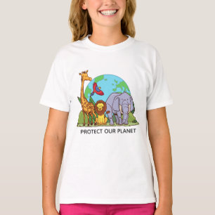 Benutzerdefinierte Text-Erde mit Tieren T-Shirt