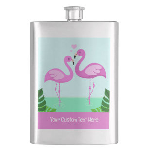 Benutzerdefinierte Text-Flamingo-Liebe Flachmann