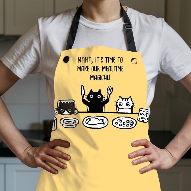 Benutzerdefinierte Text-Funny Black Cat All-over-P Schürze (Custom Text Funny Black Cat All-Over Print Apron)