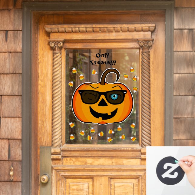 Benutzerdefinierte Text Funny Spooky Pumpkin-Fenst Fensteraufkleber (Haustür)