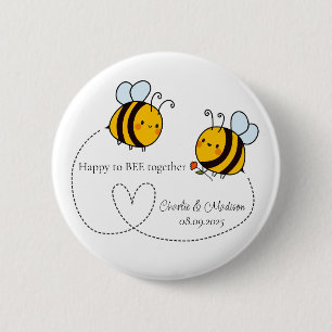 Benutzerdefinierte Text Happy Liebe Bienen Button