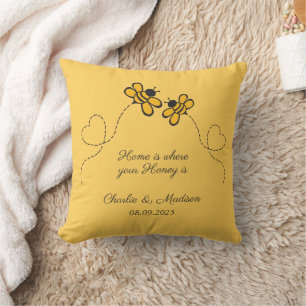 Benutzerdefinierte Text Happy Liebe Bienen Kissen