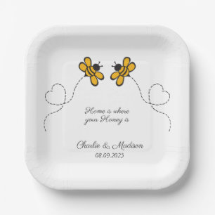 Benutzerdefinierte Text Happy Liebe Bienen Pappteller