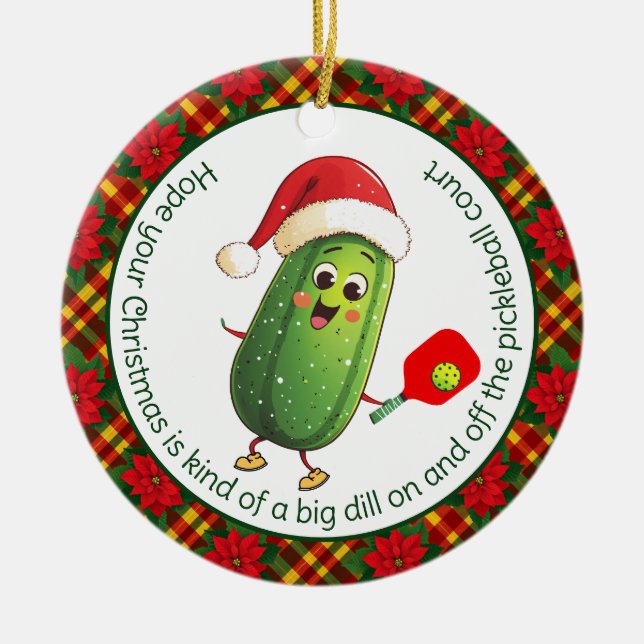 Benutzerdefinierte Text-Kundgebung von Santa Pickl Keramik Ornament (Vorne)